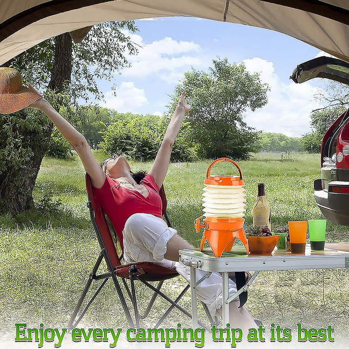 Plastic Collapsible Beverages Container with Tap Cold Drink Dispenser Folding Water Storage Water Jug Tank for Home and Outdoor Party Traveling Picnic (3.5 Litter/ Multicolor)