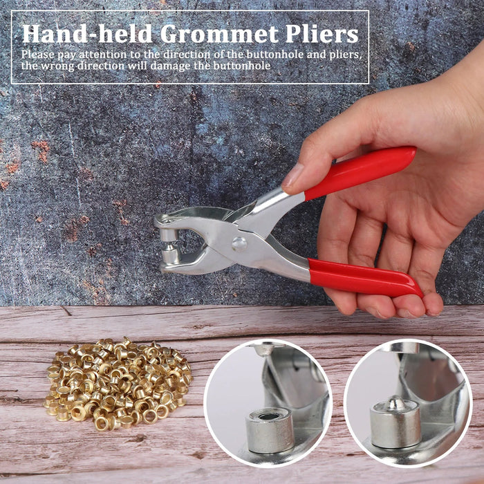 Grommet Setting Tool with 25 PCS Gold Eyelets Grommets Steel Hole Punch Setter Kit for Leather, Canvas, All Fabrics Men and Women Clothes, Shoes, Belts, Bags, Crafts