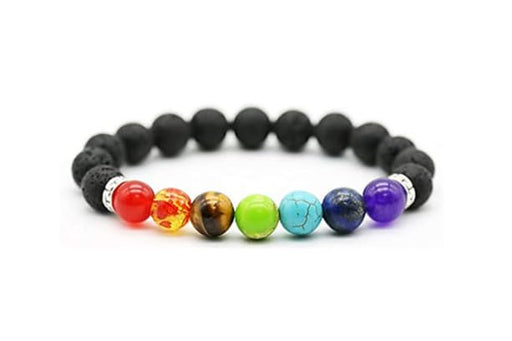 7 Chakra and Lava Stone Crystal Bracelet Seven Chakra Bracelet Original Lava Seven Chakra Natural Stone
