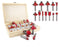 Set of 12/15 milling cutter router bits, showing various shapes and sizes.