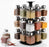 Large 360° spice rack with 24 square containers for kitchen use